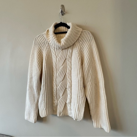 Jonathan Simkhai - Hadley Cable Open Back Wool Blend Pullover Cream/White - Picture 7 of 12